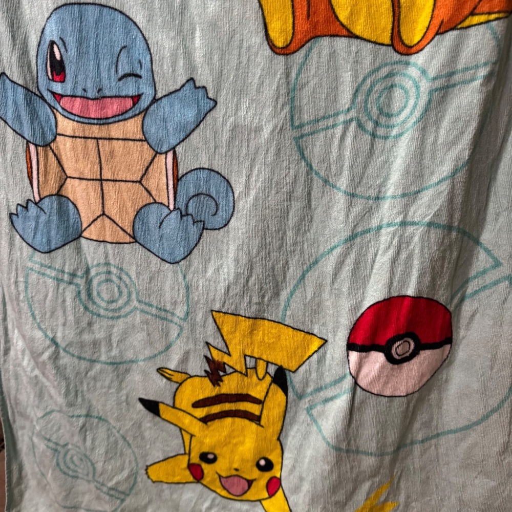 Pokemon Pikachu Bulbasaur Charmander Squirtle Cotton Beach Towel Blue Franco